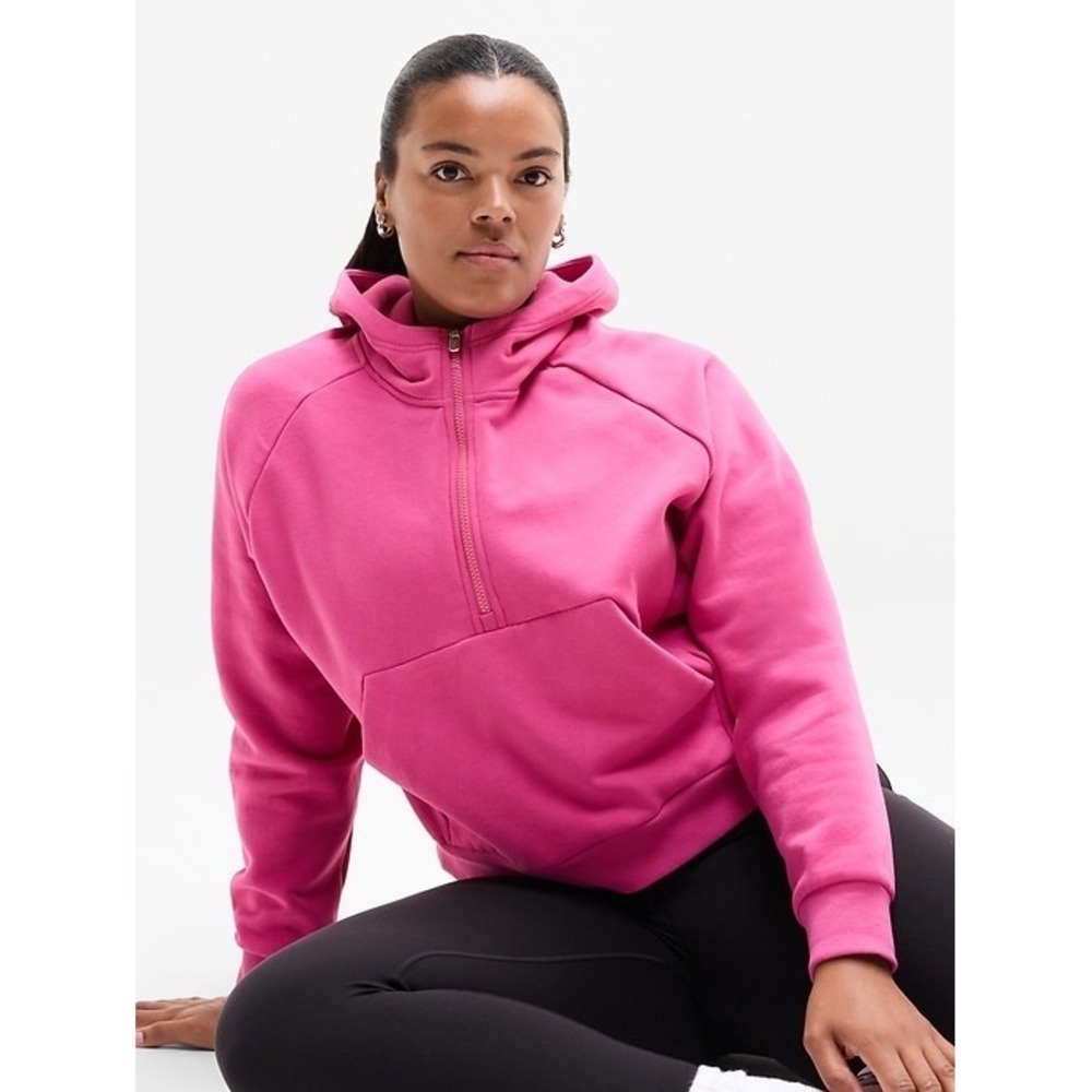 Athleta Easy Fleece 1/2 Zip Hoodie Orchid Pink Medium New With Tags